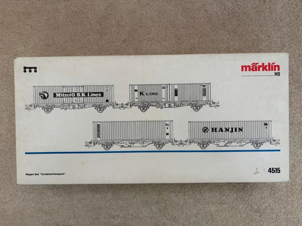 Märklin H0 4515 Containertransport Wagons Set, Hobby en Vrije tijd, Modeltreinen | H0, Zo goed als nieuw, Wagon, Gelijkstroom of Wisselstroom