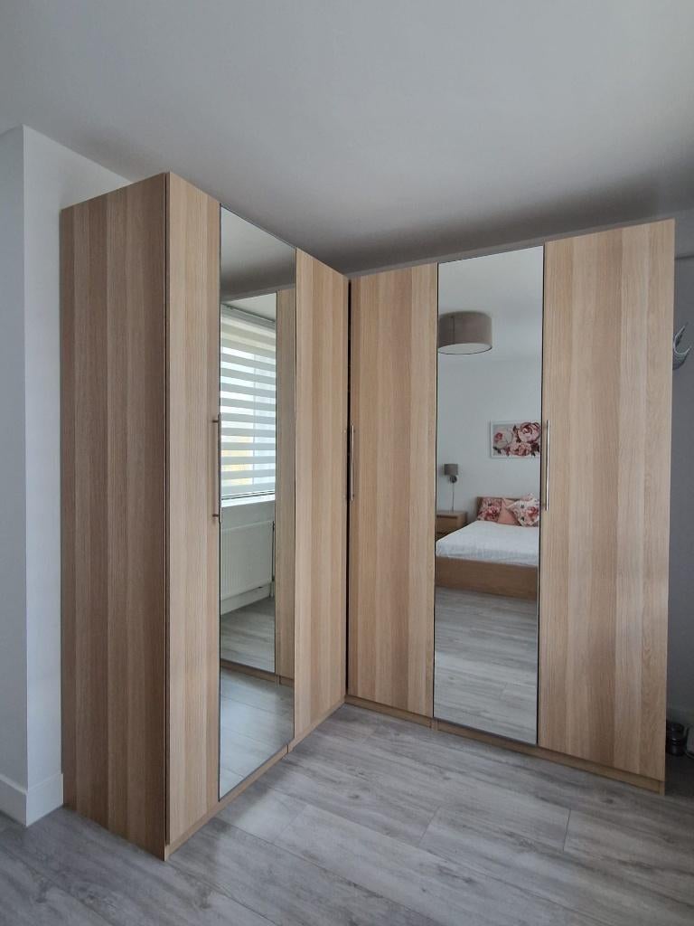 PAX kledingkast/hoekkast IKEA, 100 tot 150 cm, 200 cm of meer, Eikenhout, Zo goed als nieuw