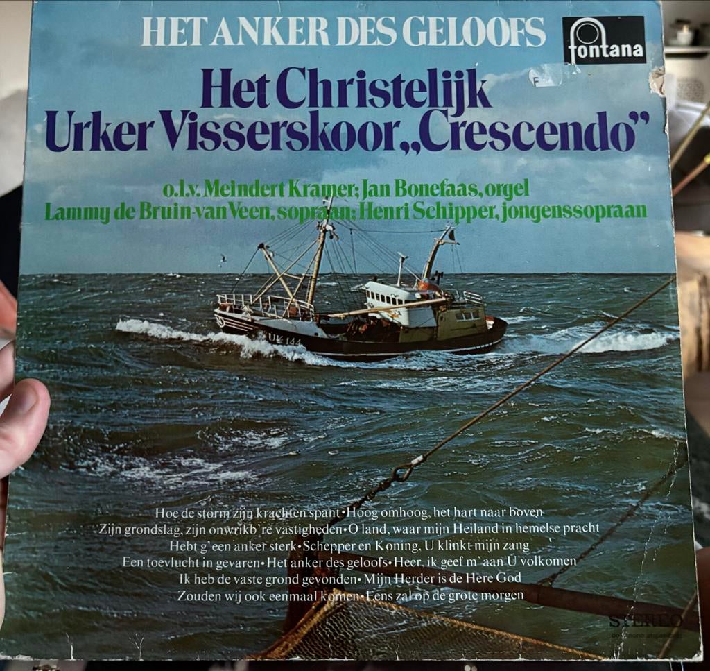 LP Christelijk Urker Visserskoor Crescendo - Het Anker des G, Ophalen of Verzenden, Gebruikt, 12 inch, Overige genres