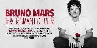 Bruno Mars - 3 Tickets - The Romantic Tour, Tickets en Kaartjes, Concerten | Pop, Drie personen of meer, Juli