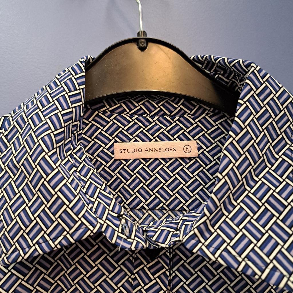 Studio Anneloes travelstof blouse blauwe print maat M 49989, Maat 38/40 (M), Studio Anneloes, Blauw, .