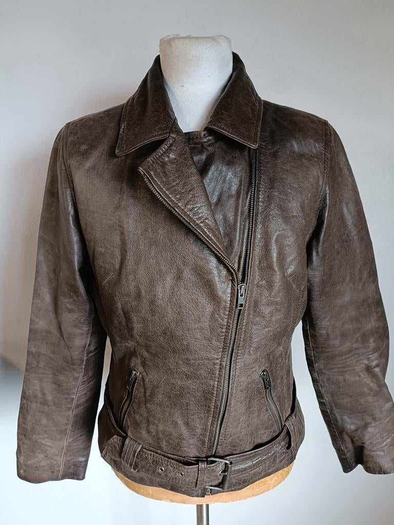 Arks leren jas maat 42, Ophalen of Verzenden, Zo goed als nieuw, Maat 42/44 (L), Bruin