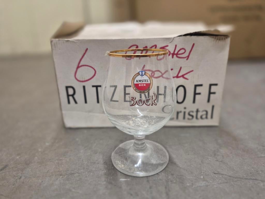 Amstel Bock bierglas, Ophalen of Verzenden, Zo goed als nieuw, Glas of Glazen, Amstel