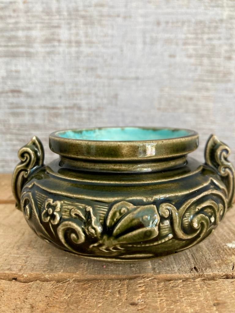 Antiek Art Nouveau miniatuur cachepotje/ bloempotje ca. 1900, Antiek en Kunst, Antiek | Keramiek en Aardewerk, Ophalen of Verzenden