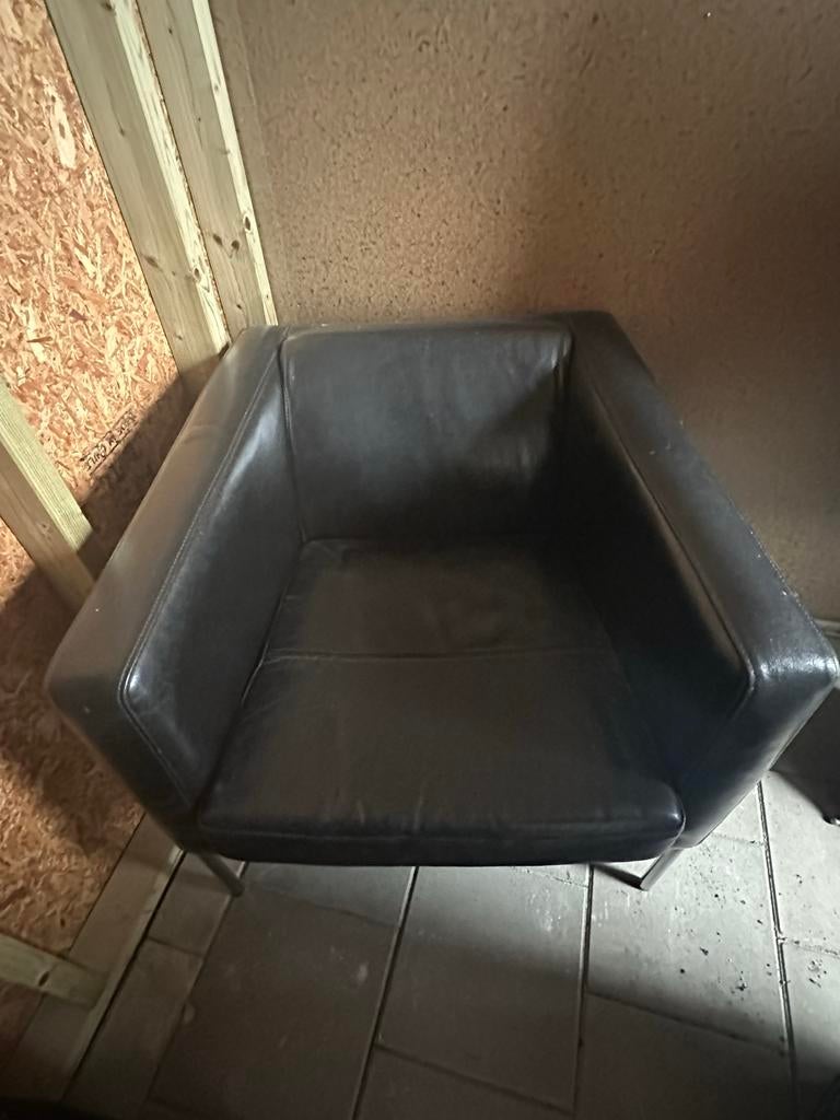Ikea Klappsta Kubus Stoel - Zwart Leer, Ophalen, Gebruikt, Zwart, Leer