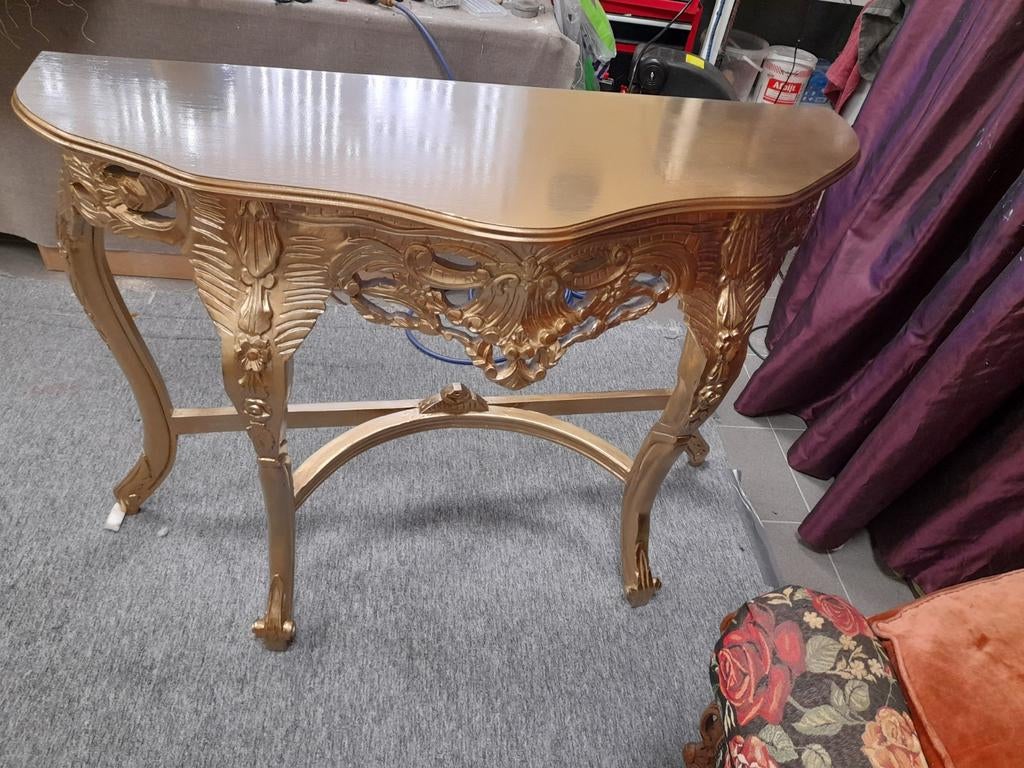 Mooie robuste gouden barok side tafel, Ophalen of Verzenden