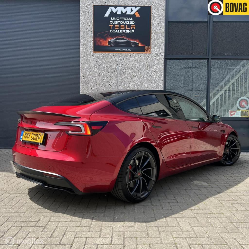 Tesla Model 3 HIGHLAND Performance + IAP, Auto's, Tesla, Automaat, Gebruikt, Zwart, Leder