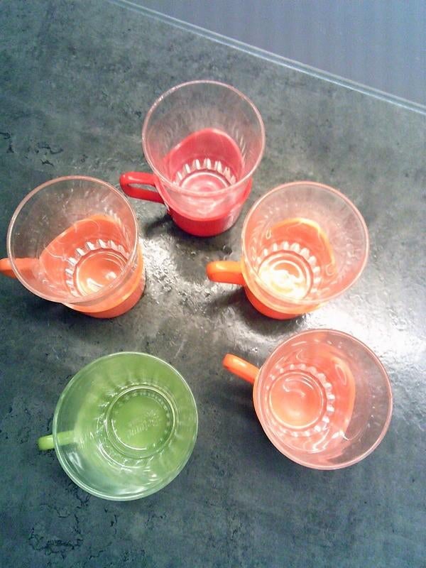 5 space age vintage glazen jaren 70, Glas of Glazen, Gebruikt, Ophalen of Verzenden, Glas