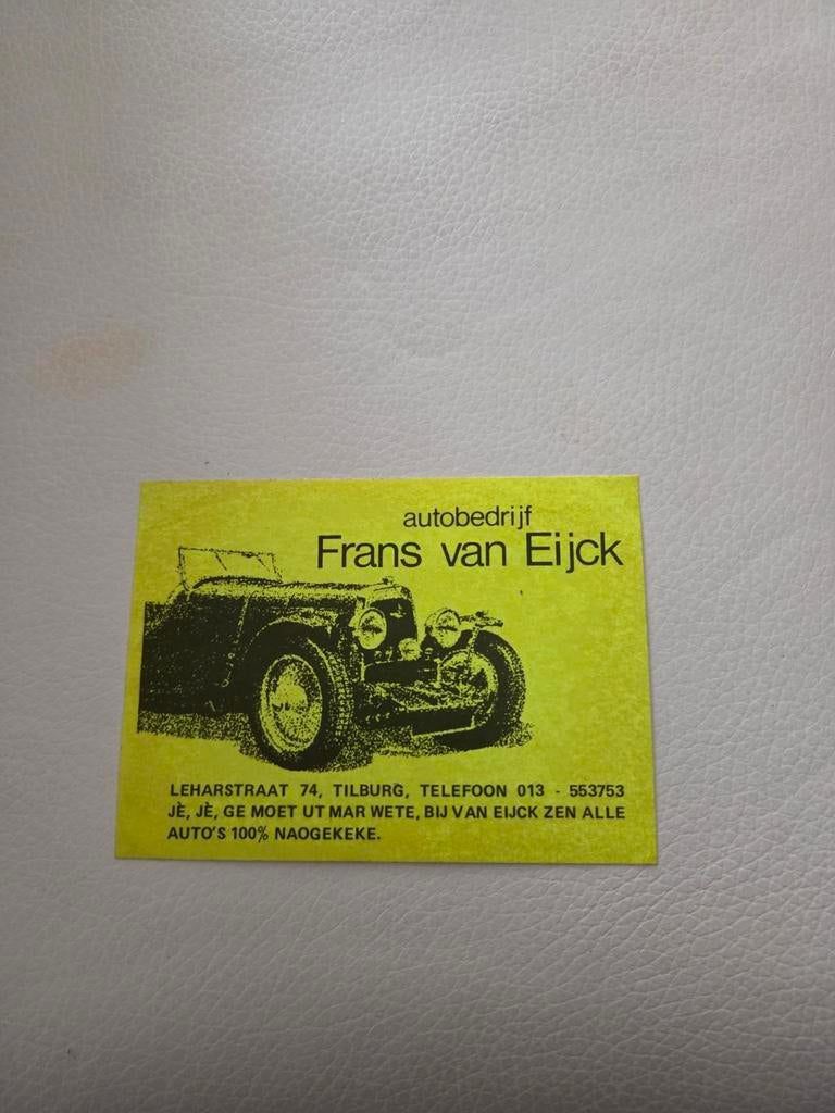 6299 Sticker Autobedrijf Frans van Eijck Tilburg, Ophalen of Verzenden