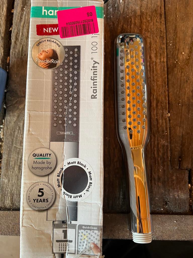 Nieuwe Hansgrohe Rainfinity 100 T douchekop, Ophalen of Verzenden, Nieuw, Chroom, Douche