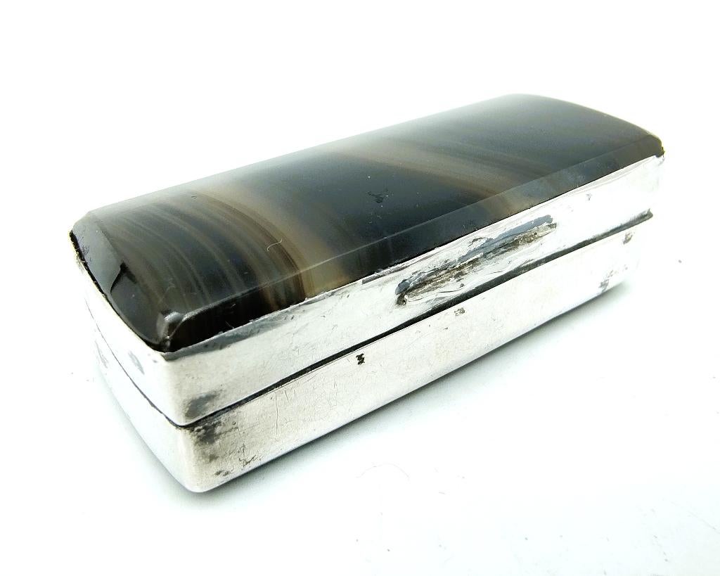 Prachtig zilveren doosje met agaat, Verzenden, Zilver