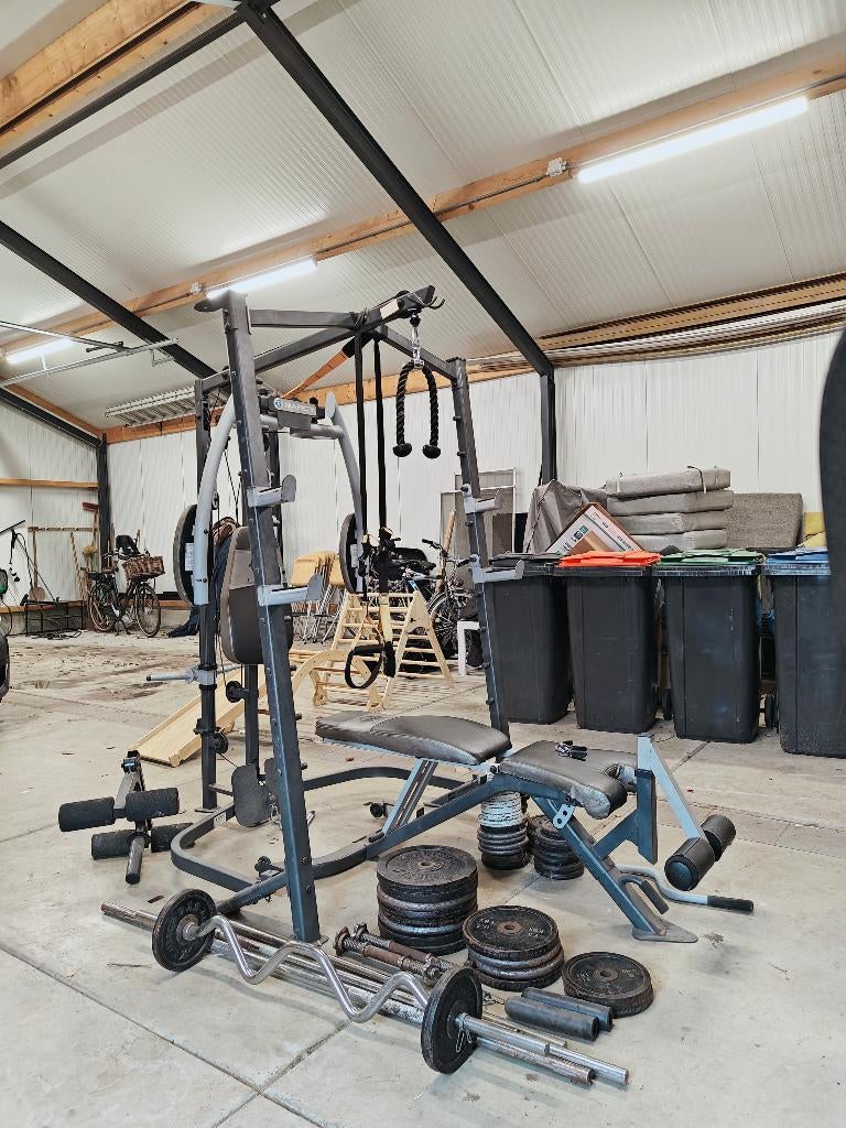 Complete fitness set - power rack met bank en gewichten, Ophalen, Gebruikt, Overige typen