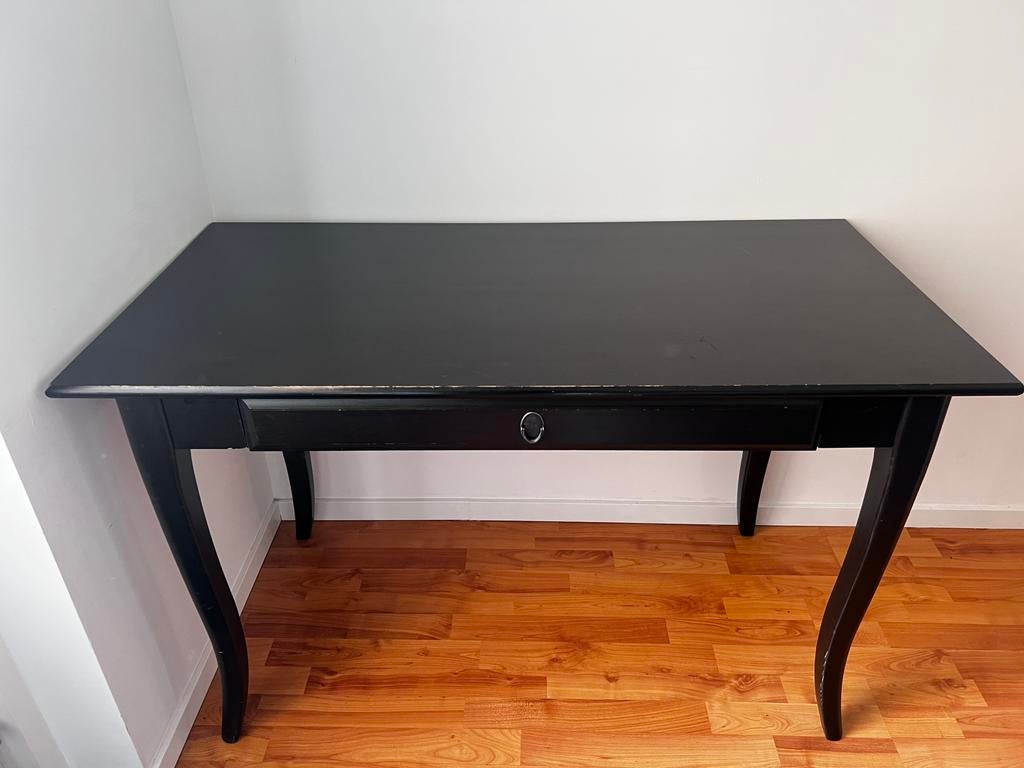 Bureautje - IKEA Leksvik zwart/bruin, Ophalen, Gebruikt, 100 tot 150 cm, 25 tot 50 cm