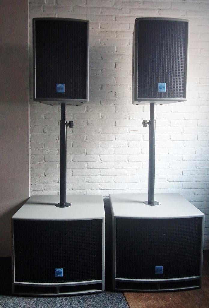 KME Zware PA set 1800/3600 Watt. Passief, Audio, Tv en Foto, Luidsprekers, Refurbished, 120 watt of meer, Front, Rear of Stereo speakers