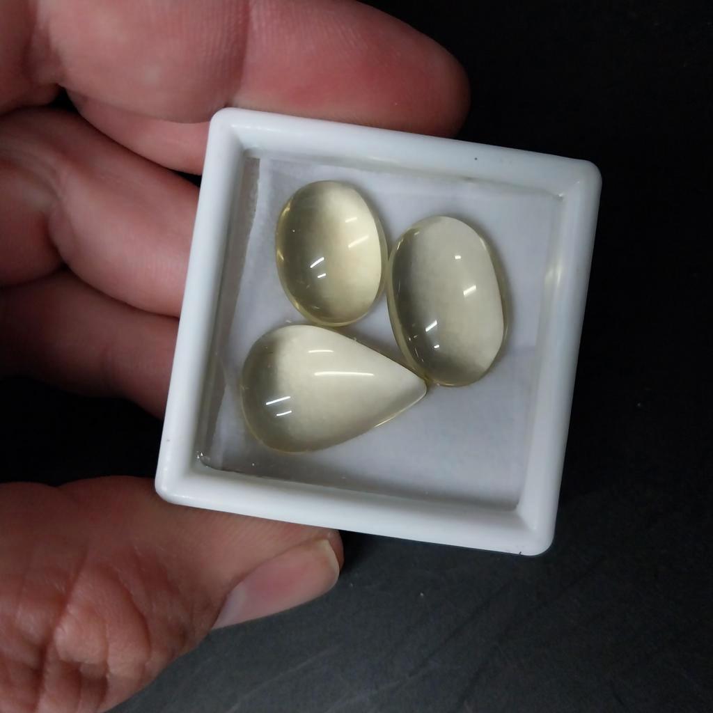 3 grote lemon kwarts cabochons, Ophalen of Verzenden, Zo goed als nieuw