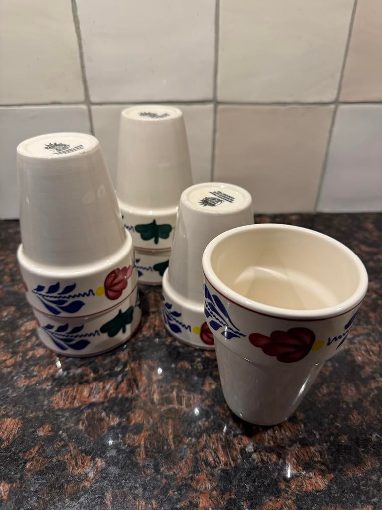 Boerenbont melkbeker (6st.) Sonja, Ophalen, Gebruikt, Overige stijlen, Kop(pen) en/of Schotel(s)