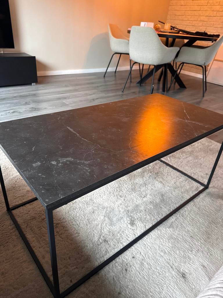 Salontafel JYSK zwart marmer effect 100x50x44,5 cm, Huis en Inrichting, Tafels | Salontafels, Ophalen, Gebruikt, 100 tot 150 cm