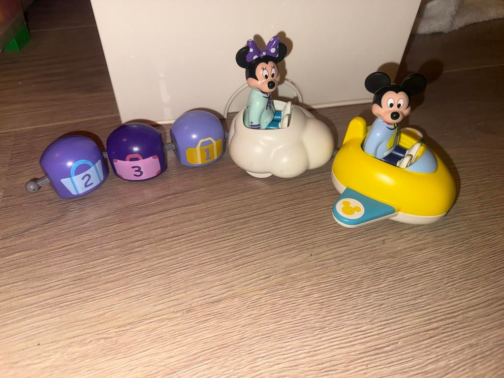 Playmobil 123 Mickey Mouse Vliegtuig & Minnie Wolk Trein, Ophalen of Verzenden, Gebruikt, Complete set