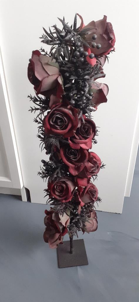 Decoratieve zuil met donkerrode kunst (zijde) rozen (300), Huis en Inrichting, Woonaccessoires | Zuilen en Pilaren, Ophalen of Verzenden