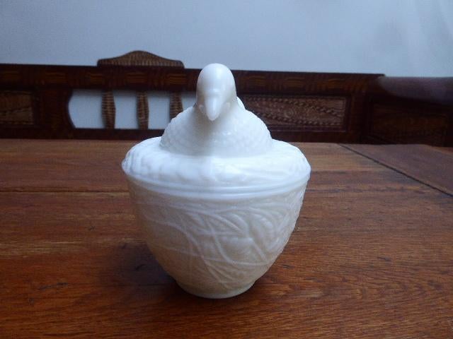 Opaline deksel potje met vogel, Avon, Ophalen of Verzenden