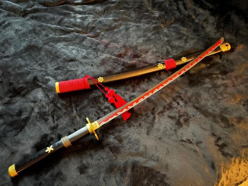 Zwarte katana met hoes + houte stand, Ophalen