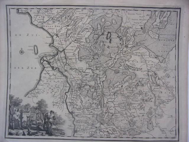 'Over IJsel' Kaart Provincie Overijssel Fr. Halma 1725, Ophalen of Verzenden, Gravure, 1700 - 1799, Origineel