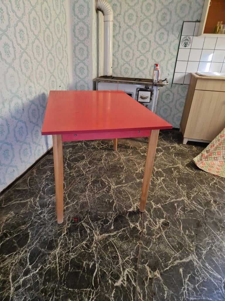 Retro Eettafel Jaren '60 met Formica Blad, Huis en Inrichting, Tafels | Eettafels, Ophalen, Overige materialen, 100 tot 150 cm