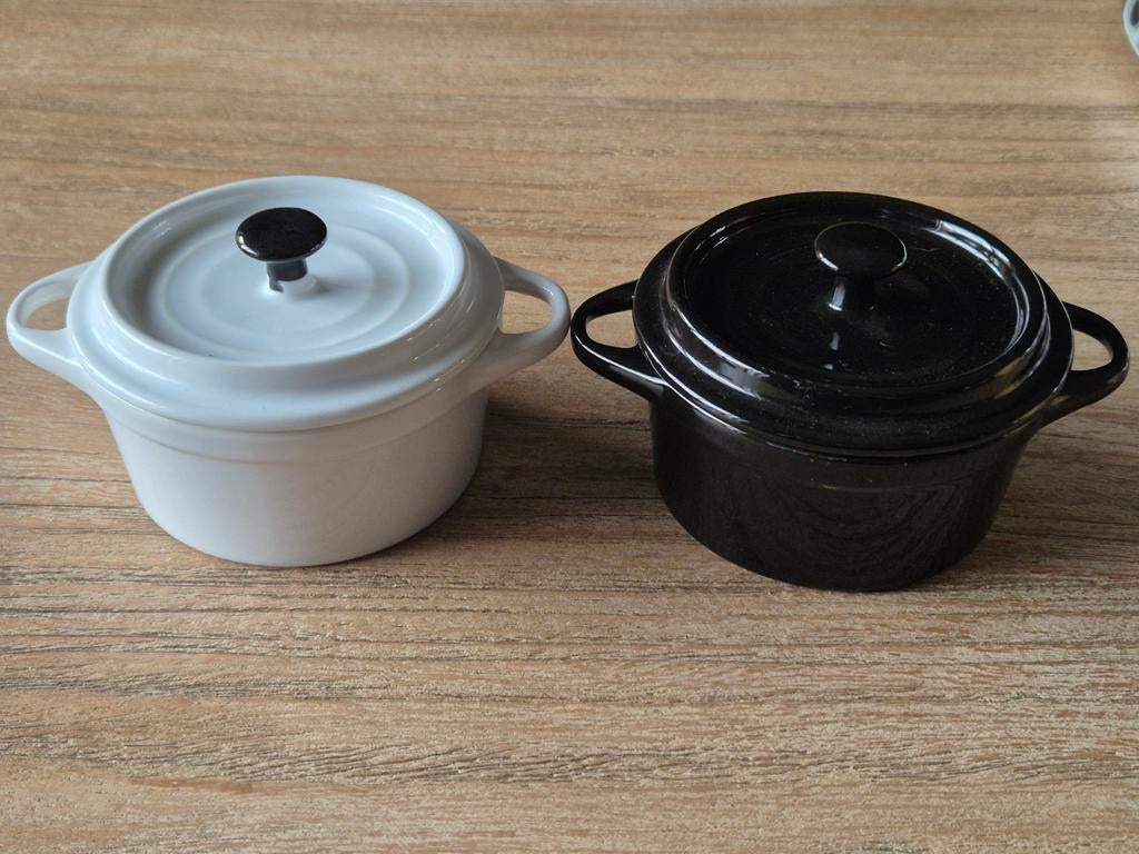 Mini ovenschaaltjes / stoofpannen - Wit en Zwart, Ophalen of Verzenden, Zo goed als nieuw