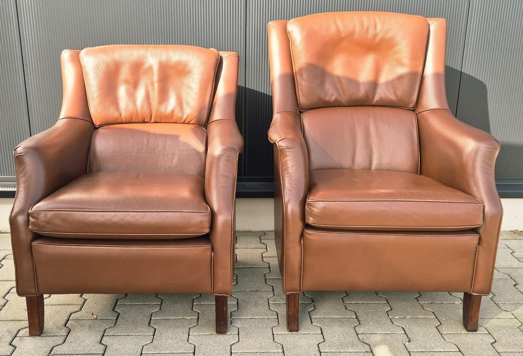 2 echte leren stoelen, Ophalen of Verzenden