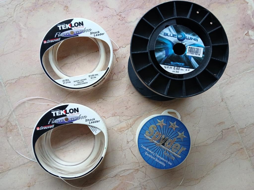 4x rollen nylon draad, Ophalen of Verzenden, Zo goed als nieuw, Vislijn