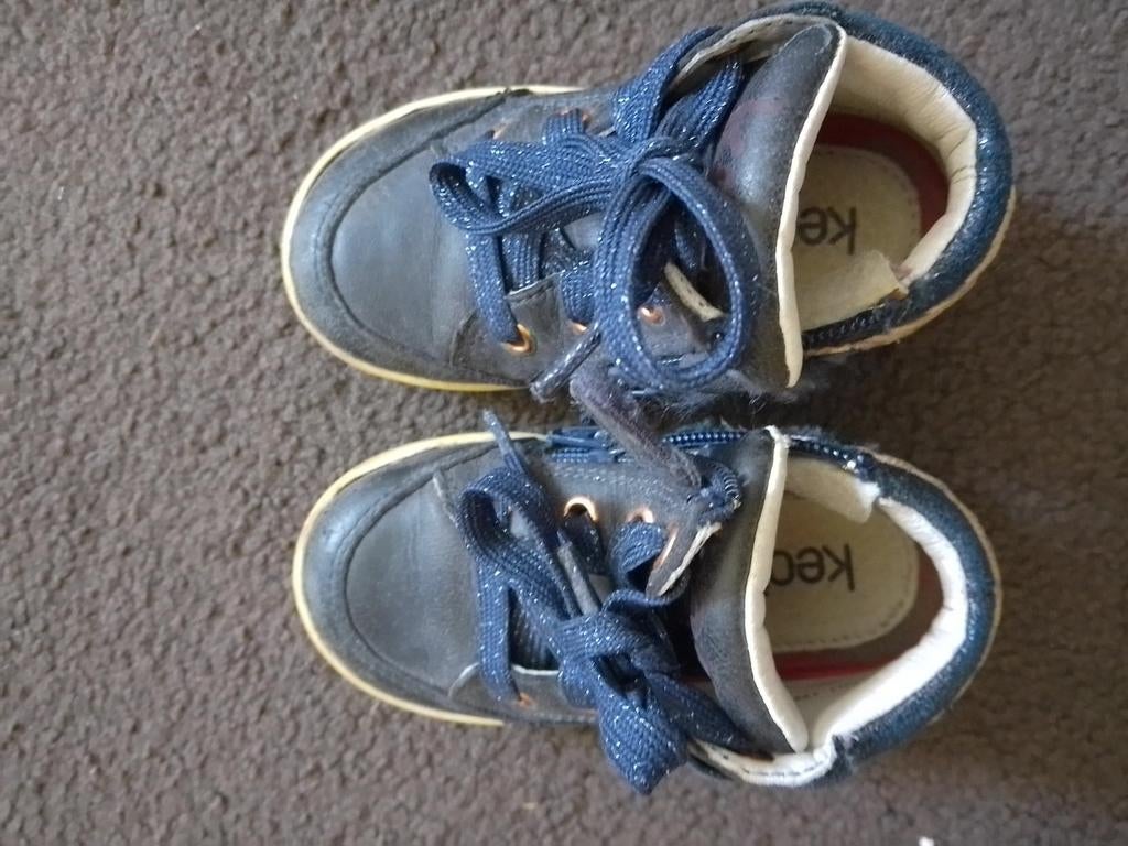 Kinderschoenen maat 22 blauw/glitter merk: keq, Gebruikt, Meisje, Keq, Schoenen