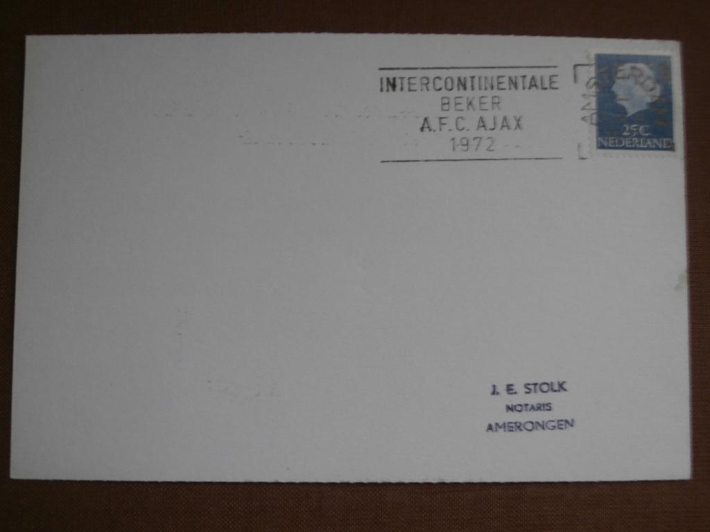 NL 1972; BRIEFKAART INTERCONTINENTALE BEKER AJAX, Verzenden, Briefkaart