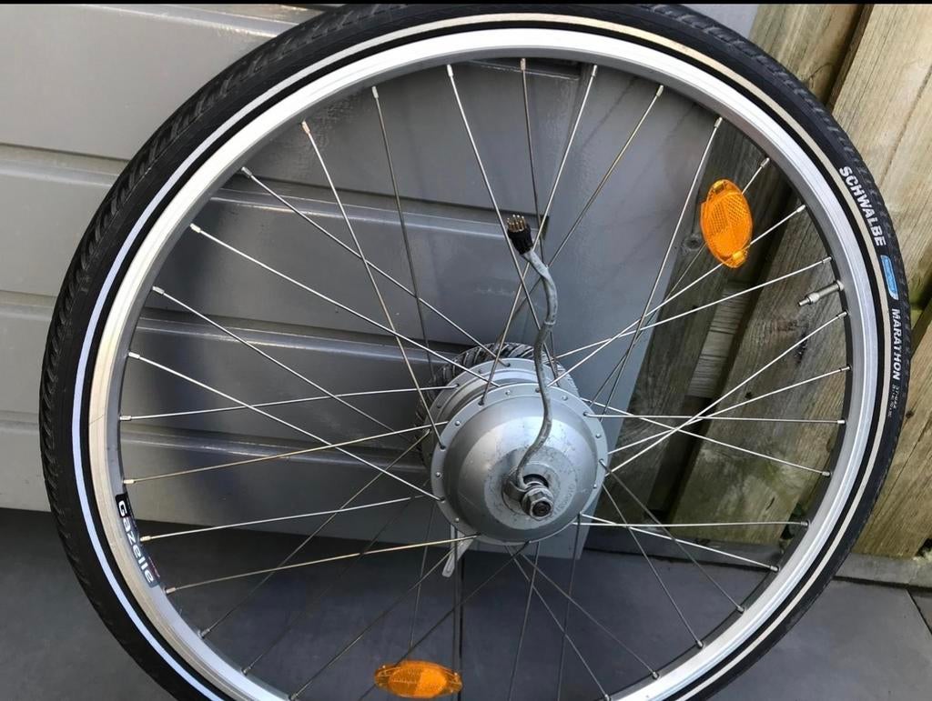 Voorwiel met motor voor elektrische fiets 9 pin, Fietsen en Brommers, Gebruikt, Aluminium, Ophalen, Elektrische fiets