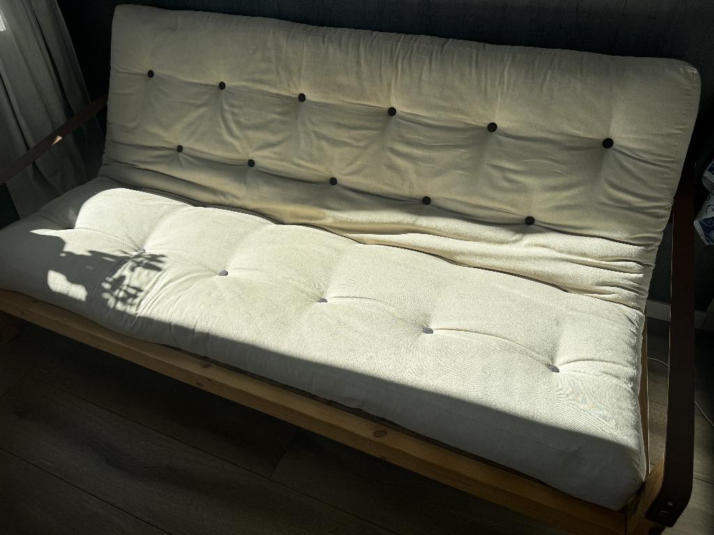 Poetry slaapbank futon matras, Crème, Gebruikt, Twijfelaar, 200 cm