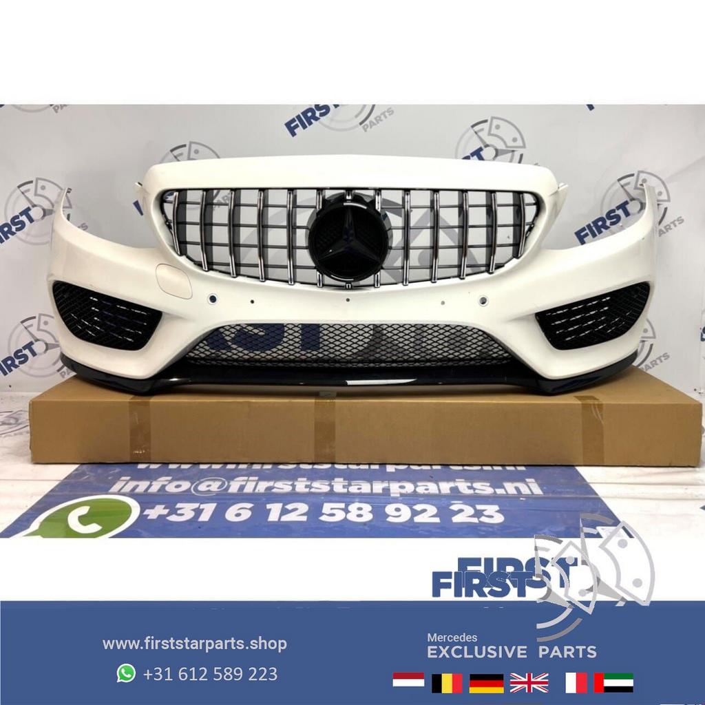 W205 C43 AMG VOORBUMPER + GT GRIL Mercedes C Klasse WIT COMP, Gebruikt, -, Voor, Ophalen of Verzenden