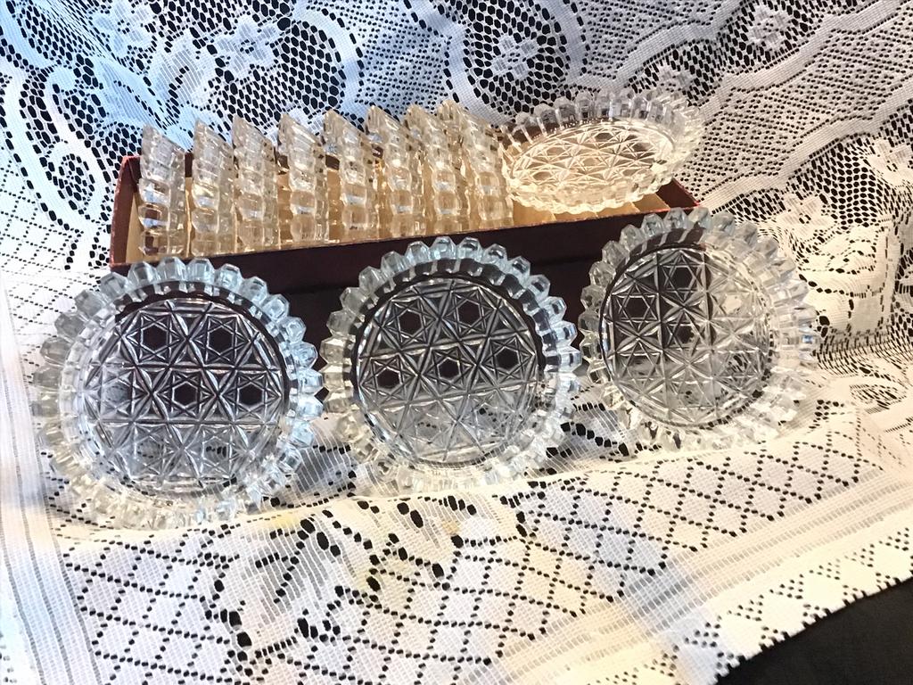 12 Kristallen onderzetters in originele doos, Ophalen of Verzenden