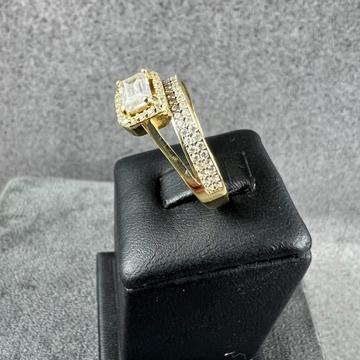 Gouden Ring | 14k | 2,09g | zirkonias | mt17,25 | 406178, Gebruikt, Ophalen of Verzenden, 17 tot 18, Dame