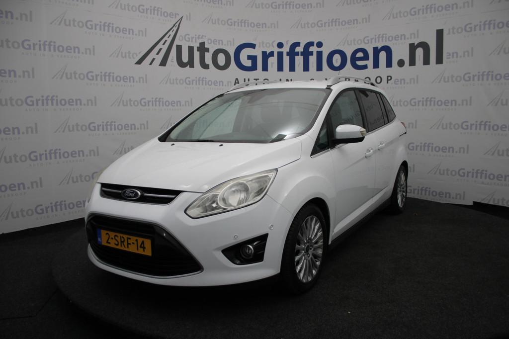 Ford Grand C-Max 1.0 Titanium 7p nette MPV met leer en trekh, Voorwielaandrijving, Gebruikt, Zwart, 7 stoelen