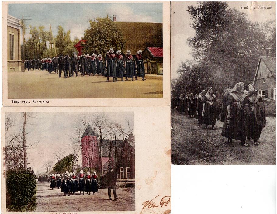 Staphorst in 3-voud Kerkgang in vroeger tijd, Verzenden, Gelopen, Overijssel