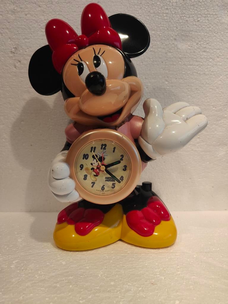 Vintage zeldzame Minnie Mouse muzikale wekker, werkend, Verzenden, Mickey Mouse, Gebruikt, Beeldje of Figuurtje