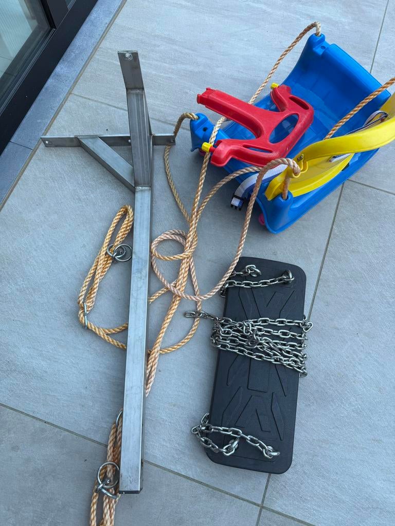 Schommel ophangstang, baby schommel en rubber schommelzitje, Ophalen of Verzenden, Gebruikt