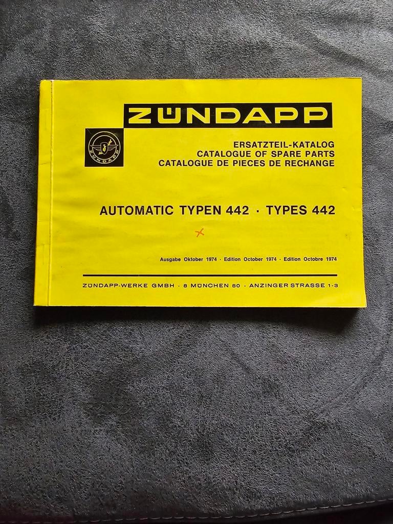 ZUNDAPP onderdelen boek origineel uit 1974, Ophalen of Verzenden, Gebruikt