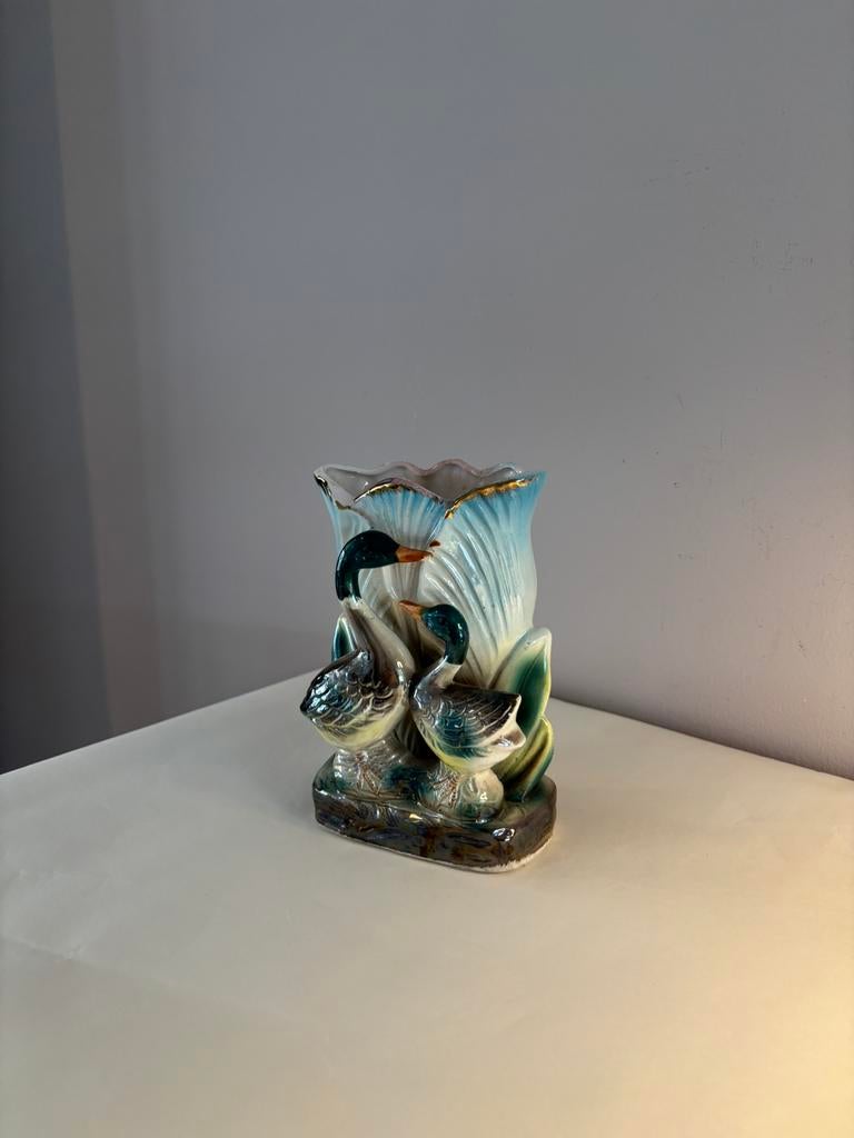 Vintage 50s Mallard keramische kitch vaas eenden, Antiek en Kunst, Antiek | Keramiek en Aardewerk, Verzenden
