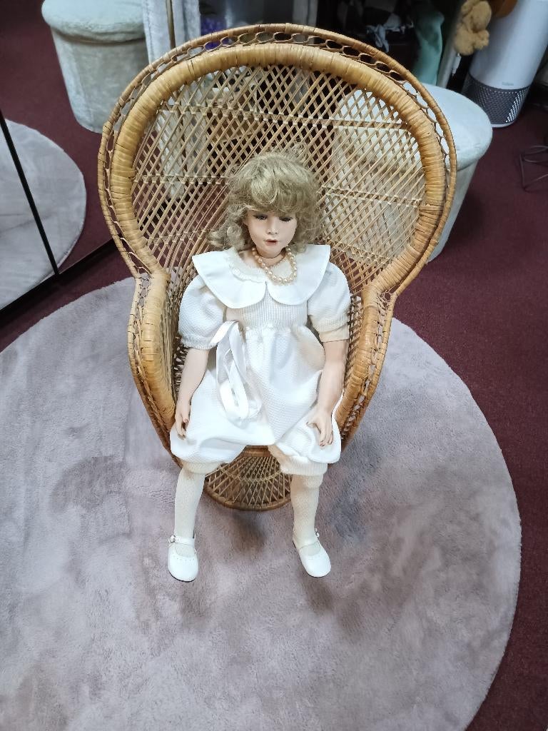 Vintage Porseleinen Pop - 70 cm, Verzamelen, Ophalen of Verzenden, Zo goed als nieuw, Pop