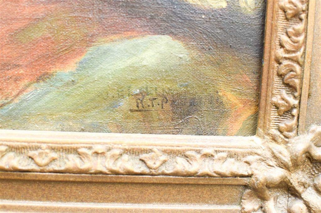 Schilderij met lampje st Bernard met haar puppy's 49106, Minder dan 50 cm, Gebruikt, Ophalen of Verzenden, Schilderij