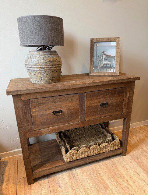 Teakhouten Sidetable dressoir muurtafel, Ophalen, Nieuw, 25 tot 50 cm, Minder dan 100 cm