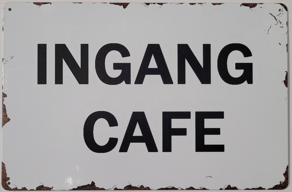 Ingang Cafe zwart wit reclamebord van metaal wandbord deco, Huis en Inrichting, Woonaccessoires | Wanddecoraties, Info@deconoord.nl
