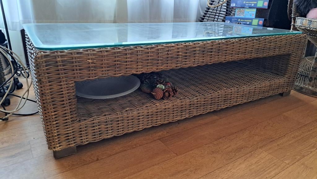 Te koop rieten salontafel, Ophalen, 100 tot 150 cm, 50 tot 100 cm, Minder dan 50 cm