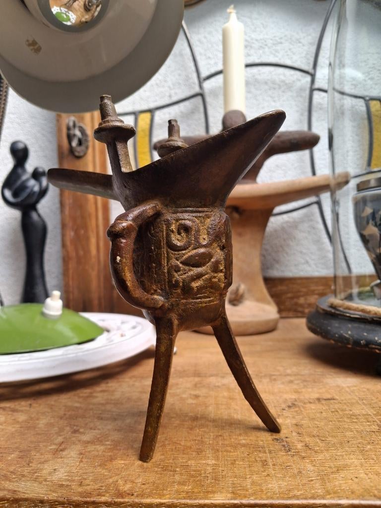 nostalgische oud chinees wijnkannetje / materiaal brons ?, Ophalen of Verzenden