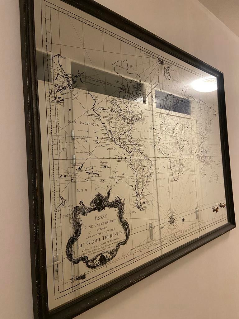 Decoratieve spiegel met landkaart print van Loods 5, Huis en Inrichting, Woonaccessoires | Spiegels, Gebruikt, 100 tot 125 cm